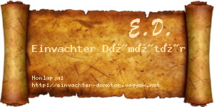 Einvachter Dömötör névjegykártya